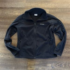 Columbia Zip Up Fleece Jacket Women’s XL Black Work Neutral Athletic Outdoors